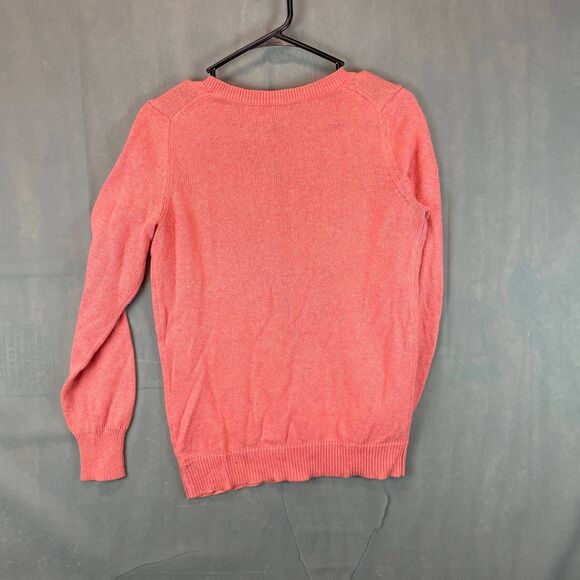 Old Navy Sweater Women Medium Coral Long Sleeve V-Neck Pullover Lightweight - Picture 4 of 6